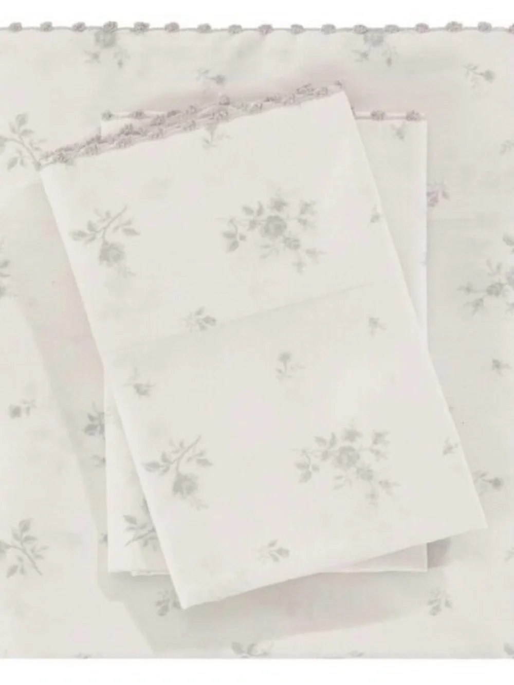 Elmwood Home Queen 4-Piece Cotton Percale Sheet Set in Soft Taupe Floral